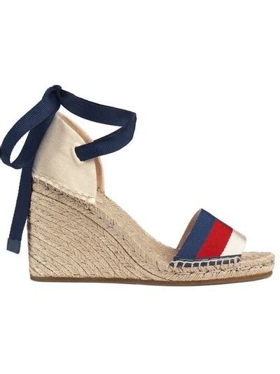 Gucci 2018 Lilibeth Sylvie Web Espadrille Wedges 